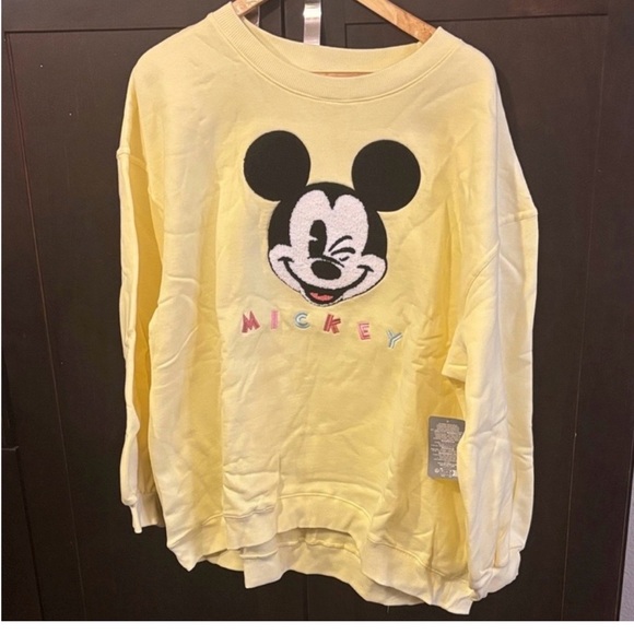 Disney Adult Sweatshirt with Winking Mickey Graphic